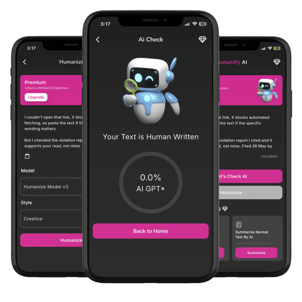 Humanify AI Mobile App Trio Showcase